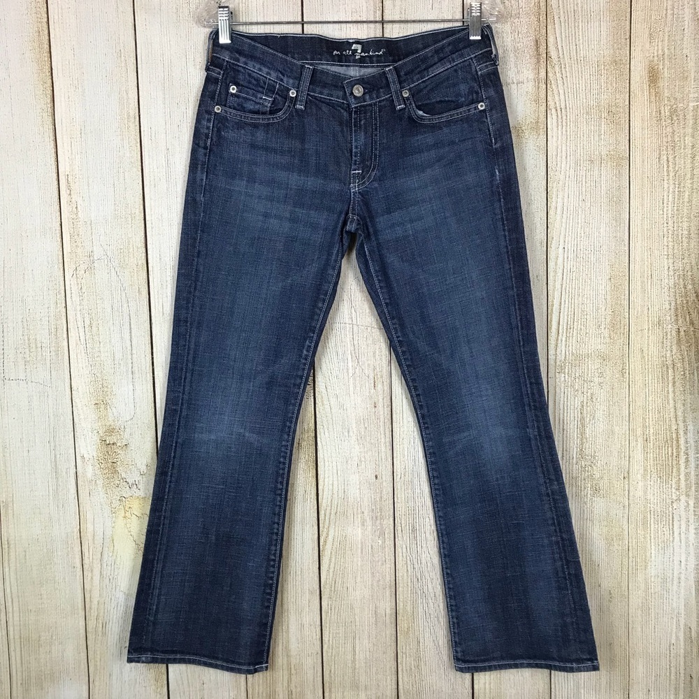 7 For All Mankind Womens‎ Bootcut Jeans 28 Dark Wash Low Rise Zip Fly Stretch